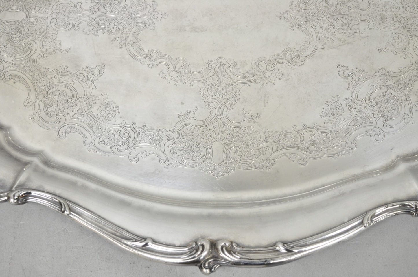 Antique Gorham Silver Plated Victorian Oval Butlers Serving Platter Bar Tray