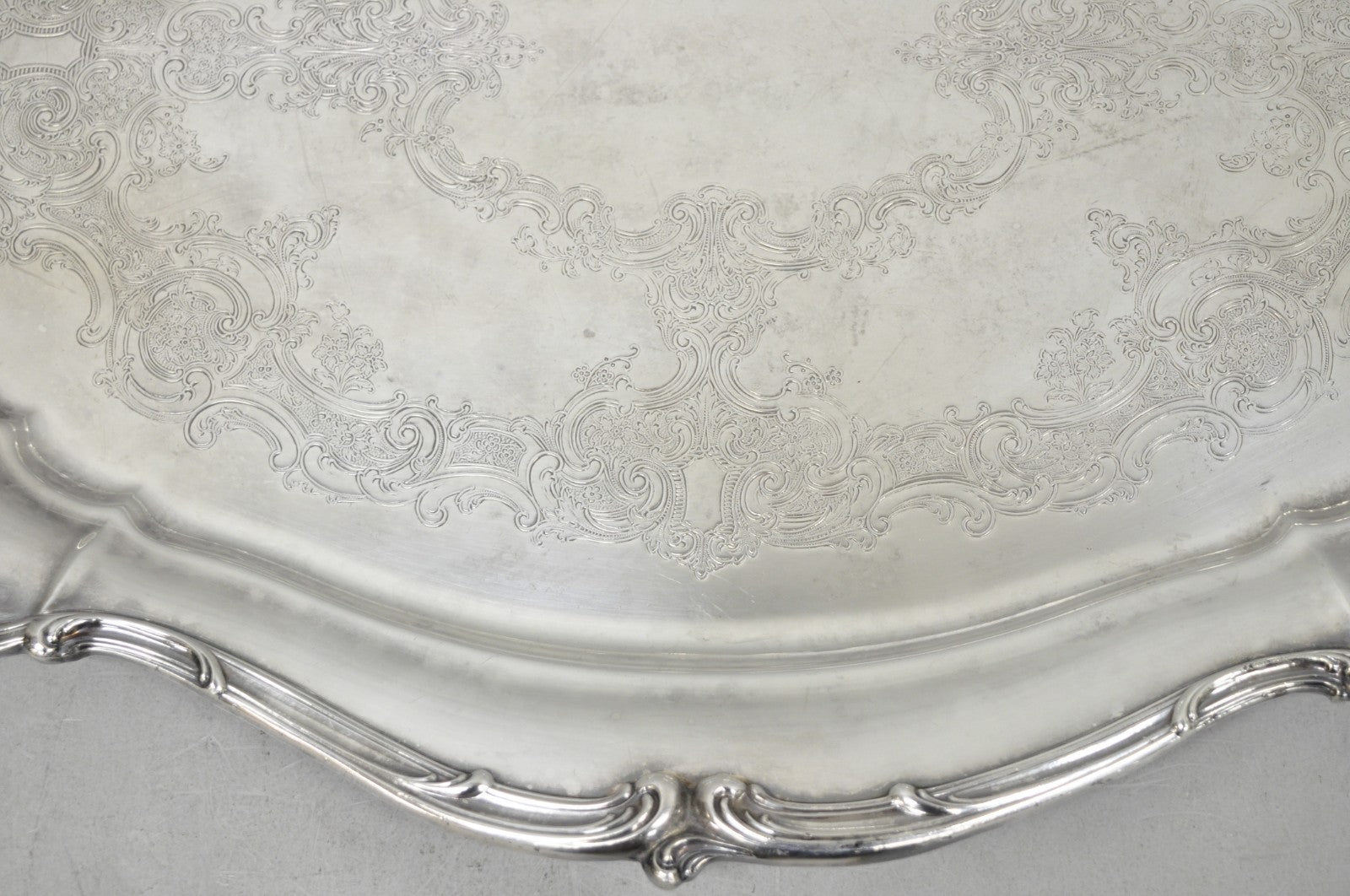 Antique Gorham Silver Plated Victorian Oval Butlers Serving Platter Bar Tray