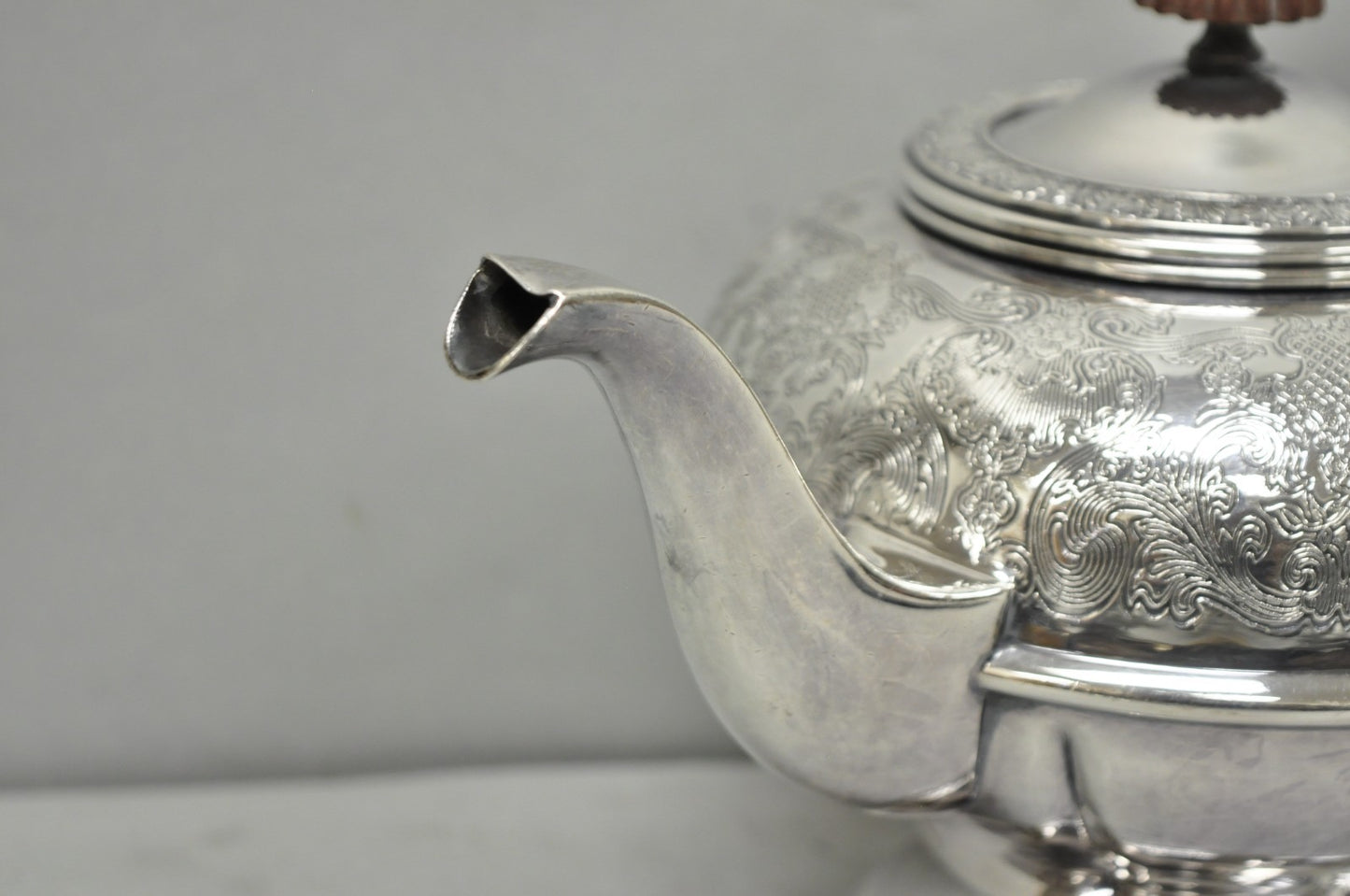 Vintage Sheffield Acanthus Pattern Silver Plated Coffee Teapot Tea Kettle