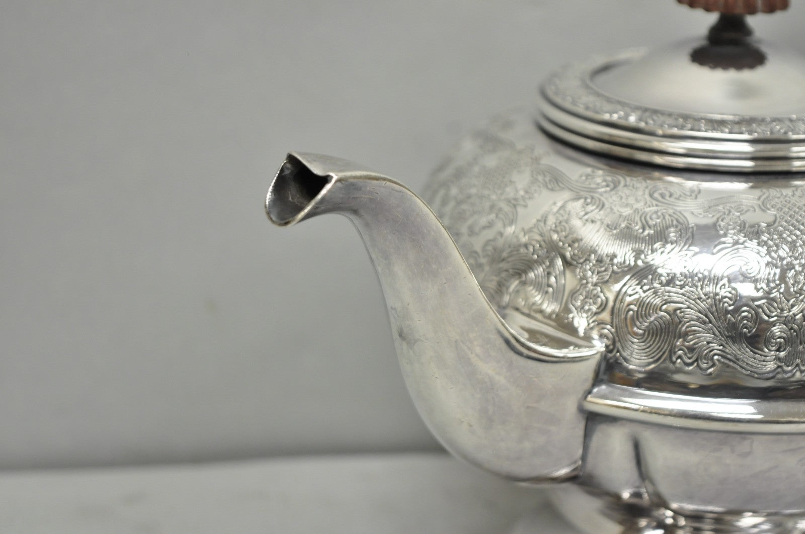 Vintage Sheffield Acanthus Pattern Silver Plated Coffee Teapot Tea Kettle