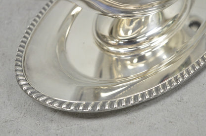 Vintage Crescent Victorian Silver Plated Gravy Sauce Boat on Attached Dish Plate