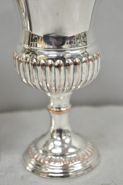 Vintage English Georgian Style Silver Plated Wine Goblet Cup Barware - a Pair
