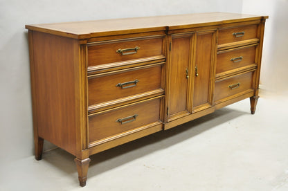 Vintage French Provincial Cherry Wood White Furn. 9 Drawer Credenza Long Dresser