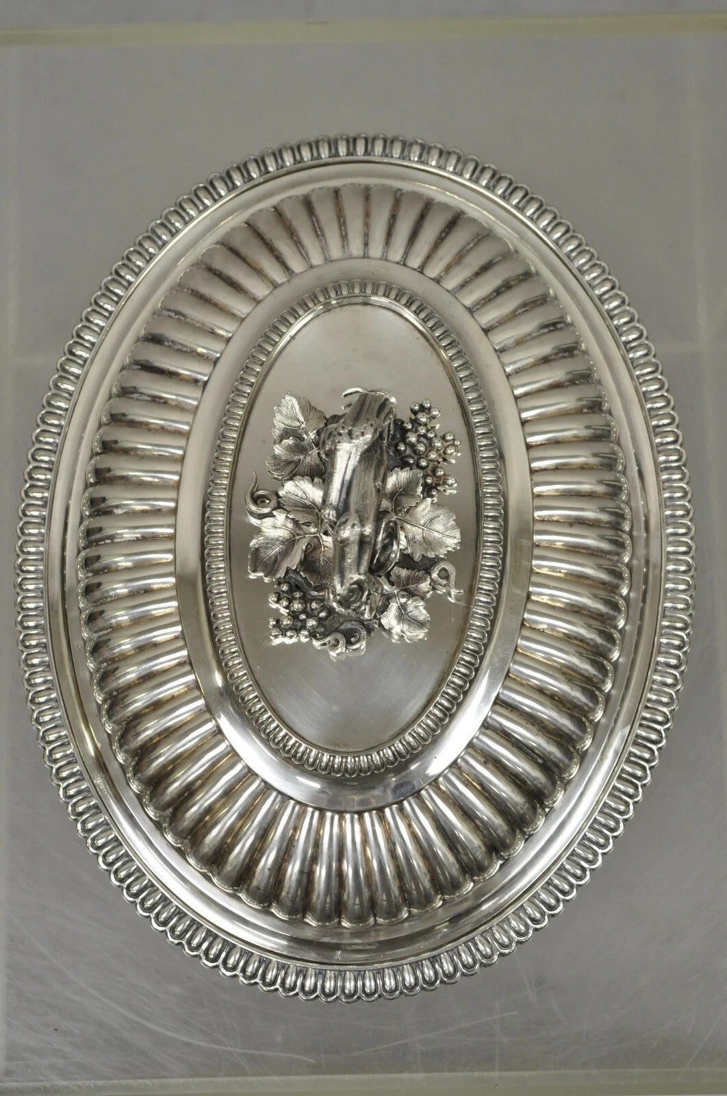 Antique Elkington Co English Regency Silver Plated Covered Serving Dish Platter
