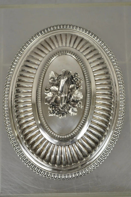 Antique Elkington Co English Regency Silver Plated Covered Serving Dish Platter
