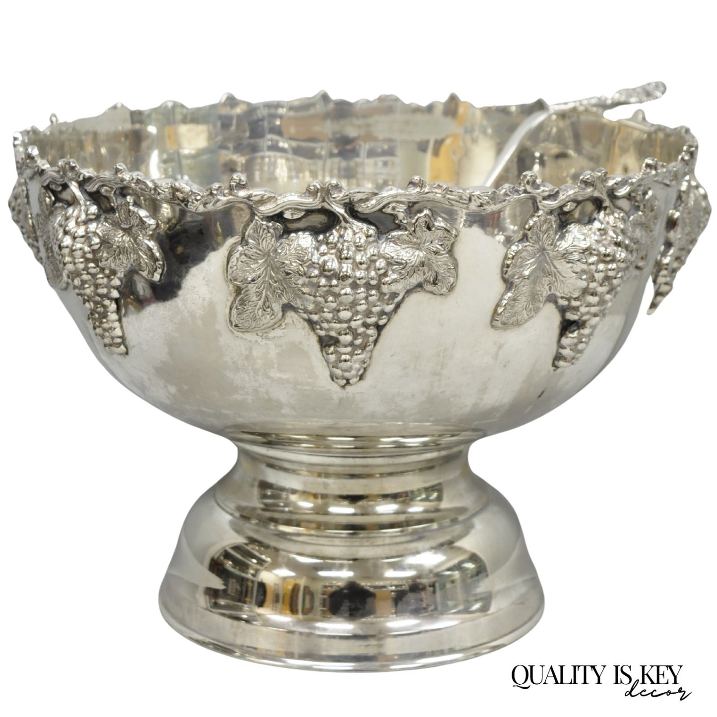 Vintage Grapevine Cluster Silver Plated Footed Punch Bowl Champagne Ice Bucket