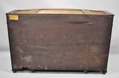 French Renaissance Louis XV Marble Top Marquetry Inlay Sideboard Buffet Commode