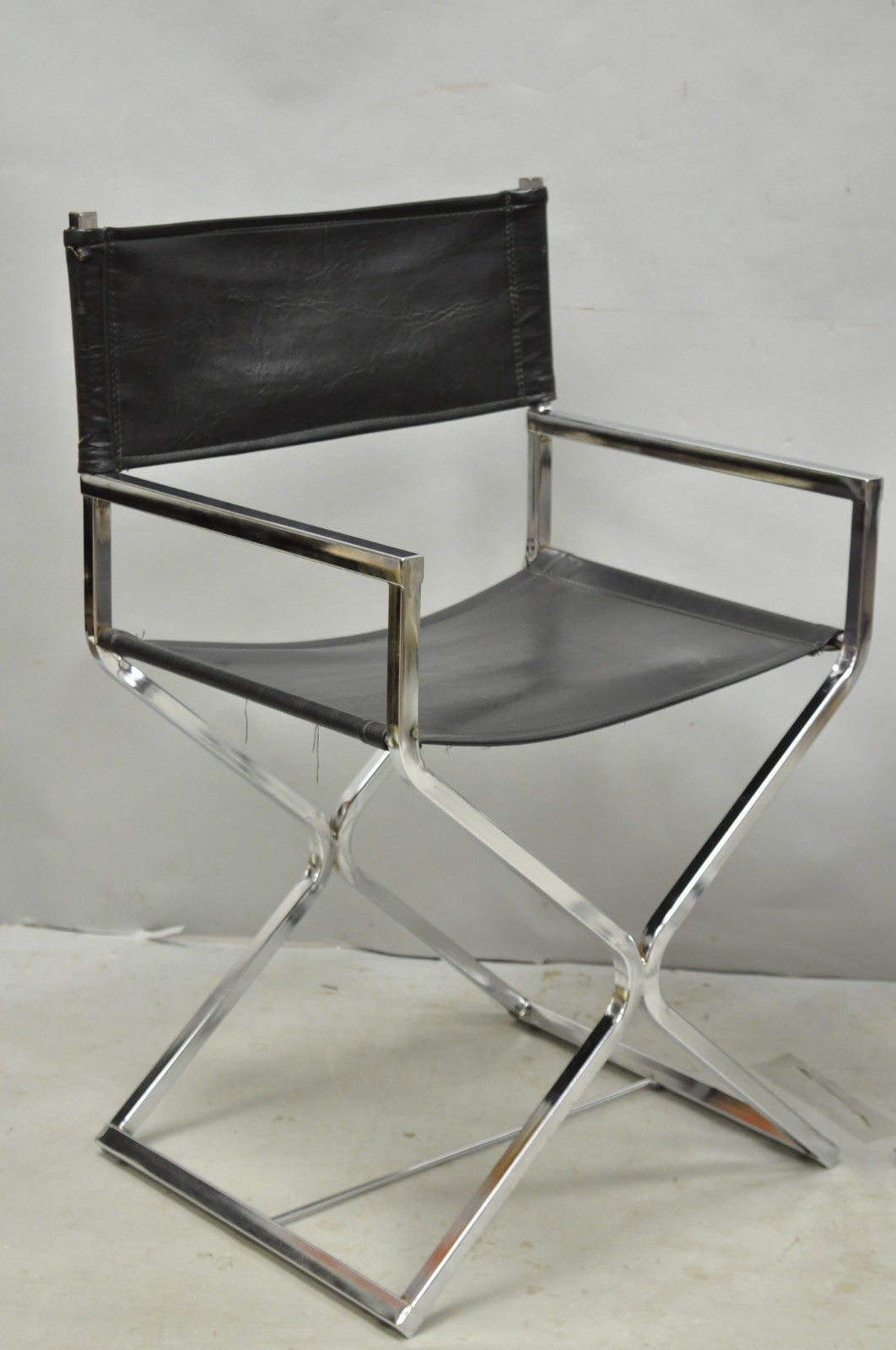 Vintage Daystrom Mid Century Modern Chrome & Naugahyde Directors Chairs - Pair