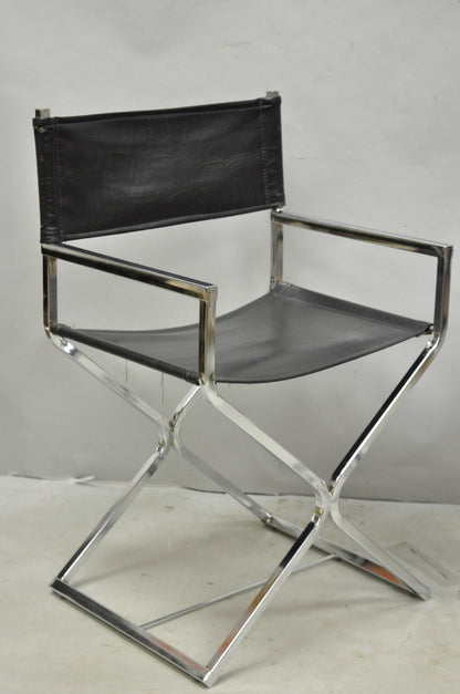 Vintage Daystrom Mid Century Modern Chrome & Naugahyde Directors Chairs - Pair