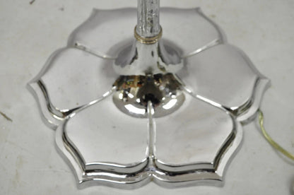 Vintage Hollywood Regency Faux Bois Bamboo Chrome Lotus Base Pole Floor Lamp