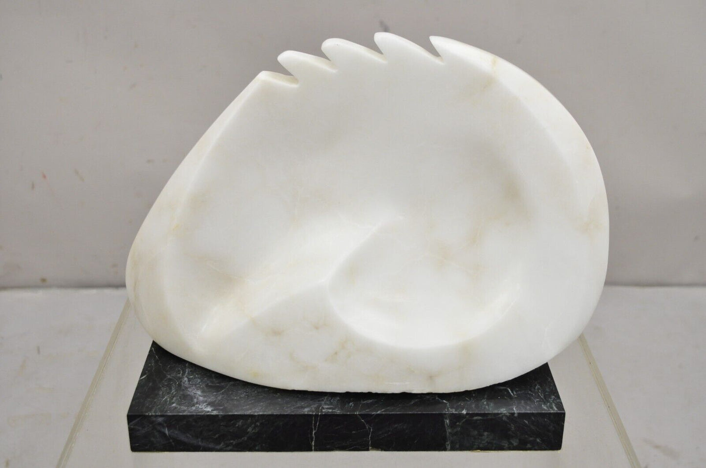 Sheryl C. Benjamin Carved Marble Abstract Modernist Sculpture on Marble Base