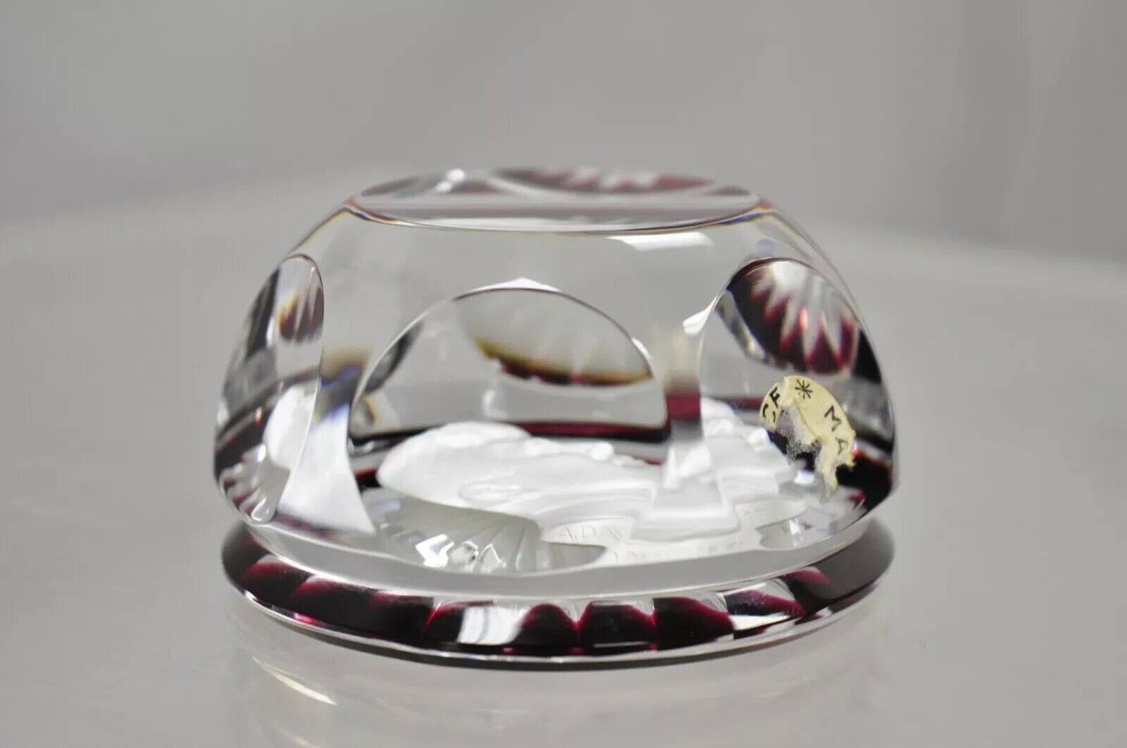 Vintage Baccarat John F. Kennedy Ruby Red Sulphide French Crystal Paperweight