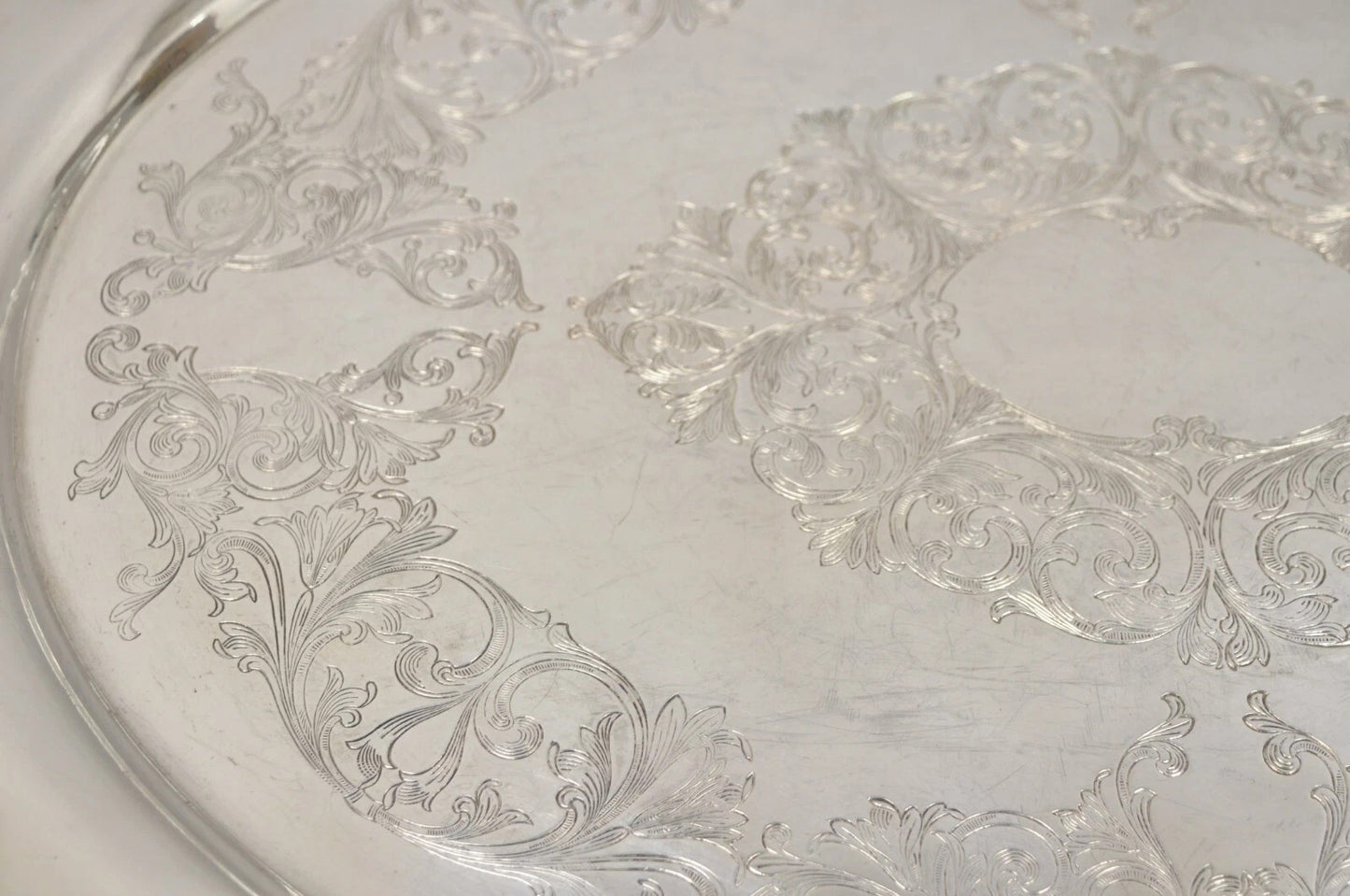 Antique English Victorian Silver Plated Large Oval Serving Platter Bar Tray
