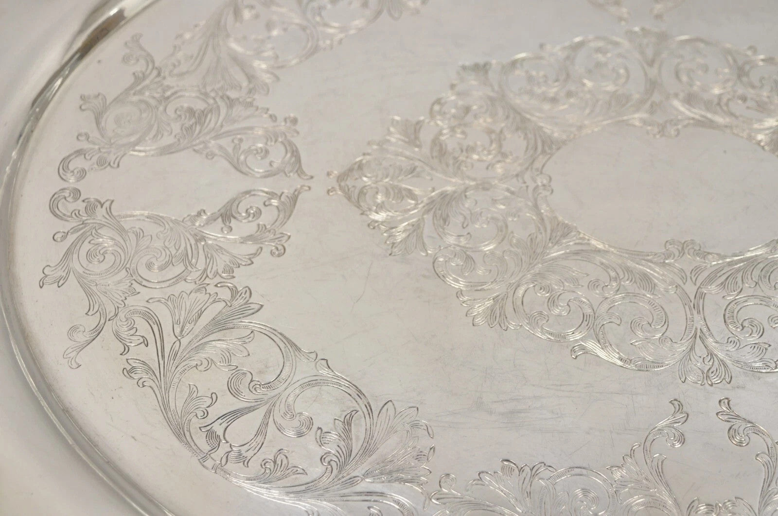 Antique English Victorian Silver Plated Large Oval Serving Platter Bar Tray