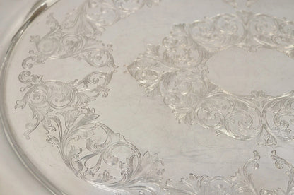 Antique English Victorian Silver Plated Large Oval Serving Platter Bar Tray