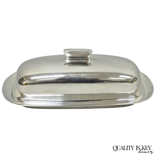 Vintage Reed & Barton Art Deco Mid Century Modern Silver Plated Butter Dish
