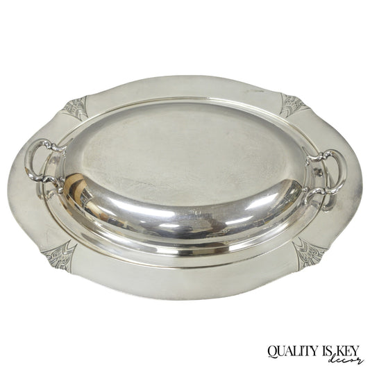 Vintage Victor SP Co Art Deco Silver Plated Covered Vegetable Serving Dish