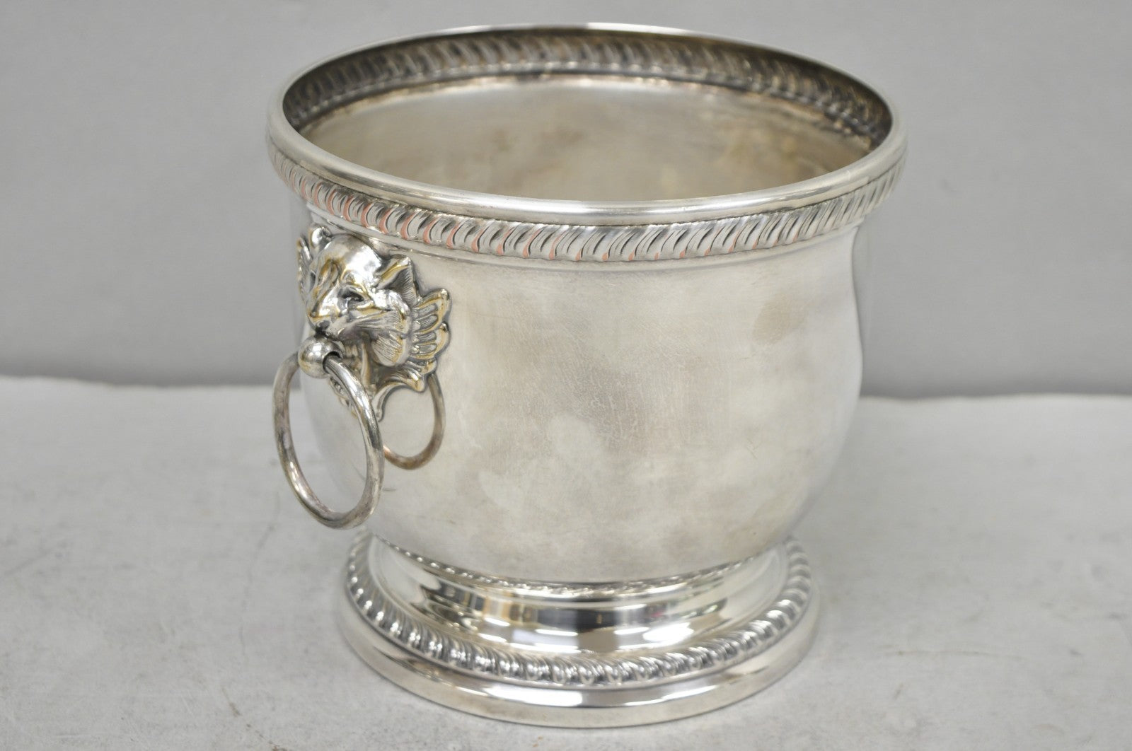 Poole English Regency Silver Plated Lion Head Champagne Chiller Ice Bucket