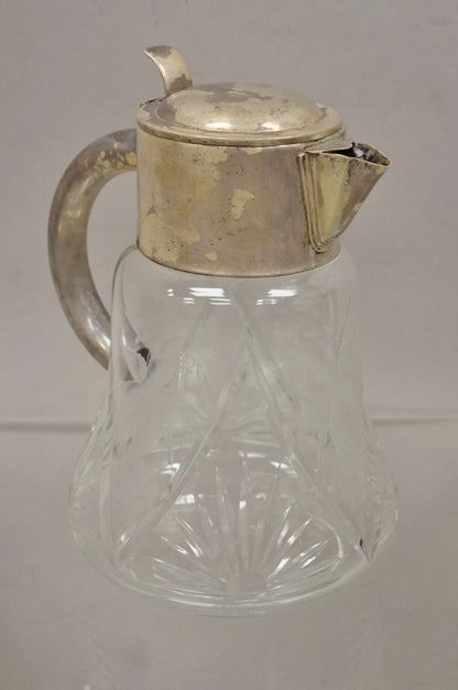 Antique Victorian Silver Plated German Cut Crystal Glass Lemonade Water Pitcher