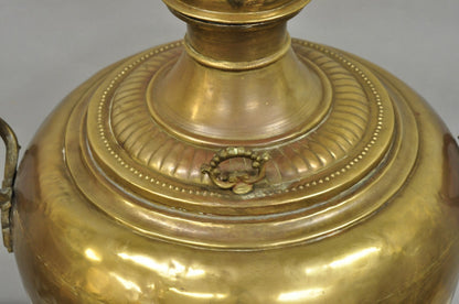 Antique Middle Eastern Moroccan Giant 30" Brass Bulbous Samovar with Handles