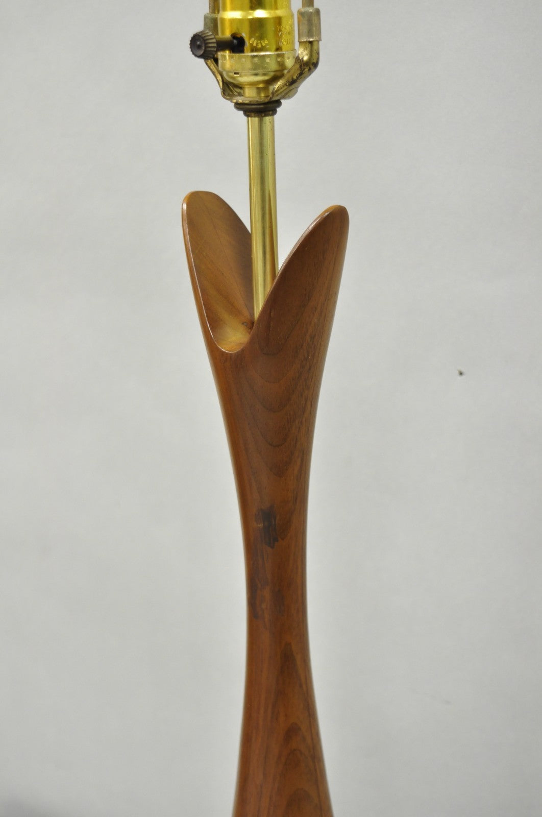 Vintage Mid Century Modern Sculptural Walnut Wood Danish Modernist Table Lamp