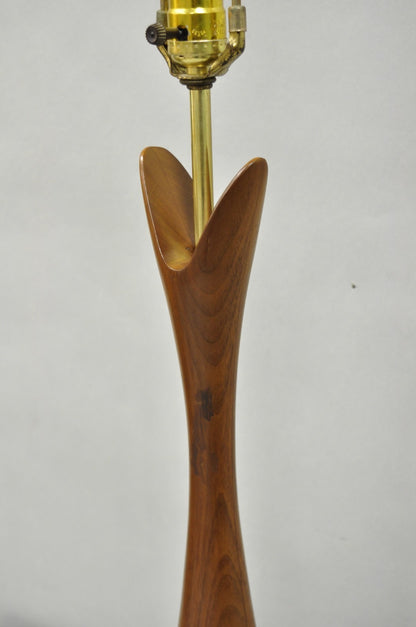 Vintage Mid Century Modern Sculptural Walnut Wood Danish Modernist Table Lamp