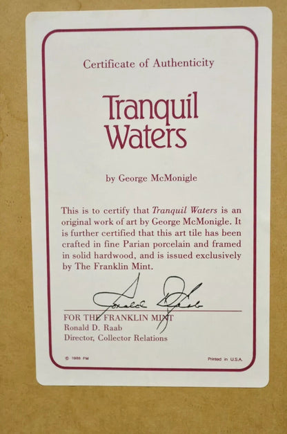 1986 Franklin Mint Parian Tranquil Waters Wall Art Birds by George McMonigle