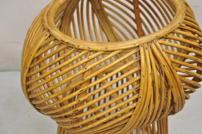 Vintage Mid Century Modern Woven Wicker Franco Albini Style Rattan Plant Stand