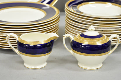 Antique Crown Ducal England Colfax English Regency Cobalt Blue & Gold 41 Pcs