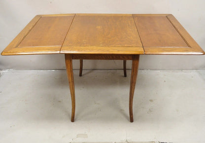 Vintage Mid Century Modern Klismos Saber Leg Oak Wood Drop Leaf Dining Table