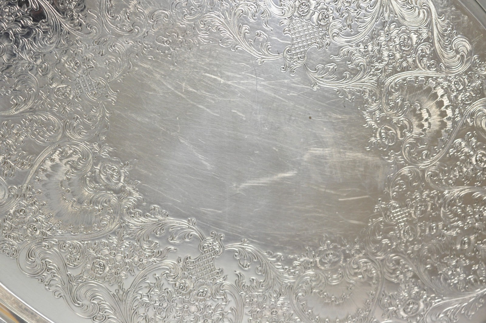 Vintage WM Rogers & Son "Victorian Rose" Silver Plated Oval Serving Platter Tray