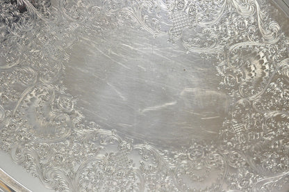 Vintage WM Rogers & Son "Victorian Rose" Silver Plated Oval Serving Platter Tray