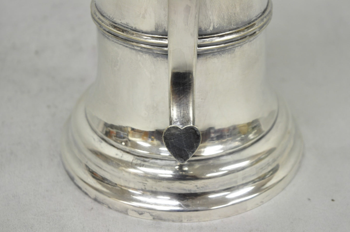 Antique English Regency Silver Plated Flagon Pitcher w/ Heart Handle