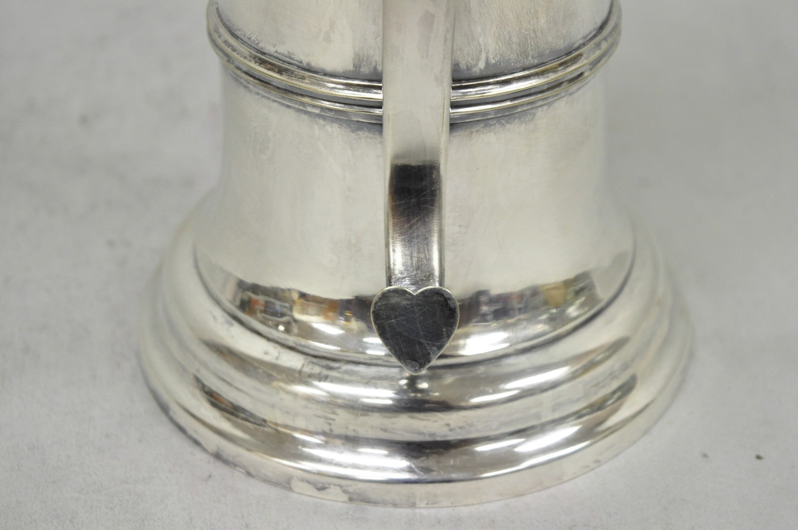 Antique English Regency Silver Plated Flagon Pitcher w/ Heart Handle