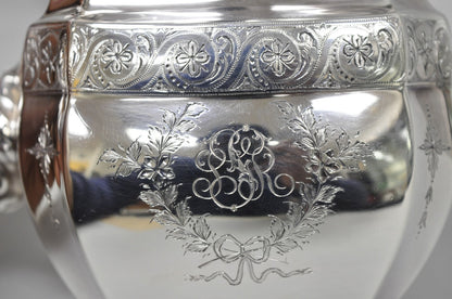 Antique Bailey Banks & Biddle English Edwardian Silver Plated Tea Set - 4 Pcs