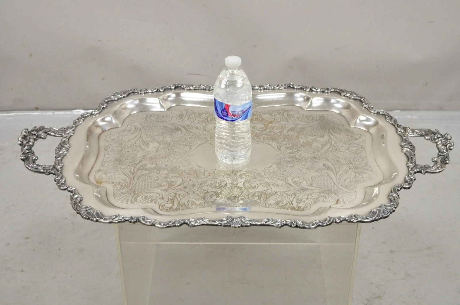 Vintage Community Ascot Sheffield Large Victorian Silver Plated Platter Bar Tray