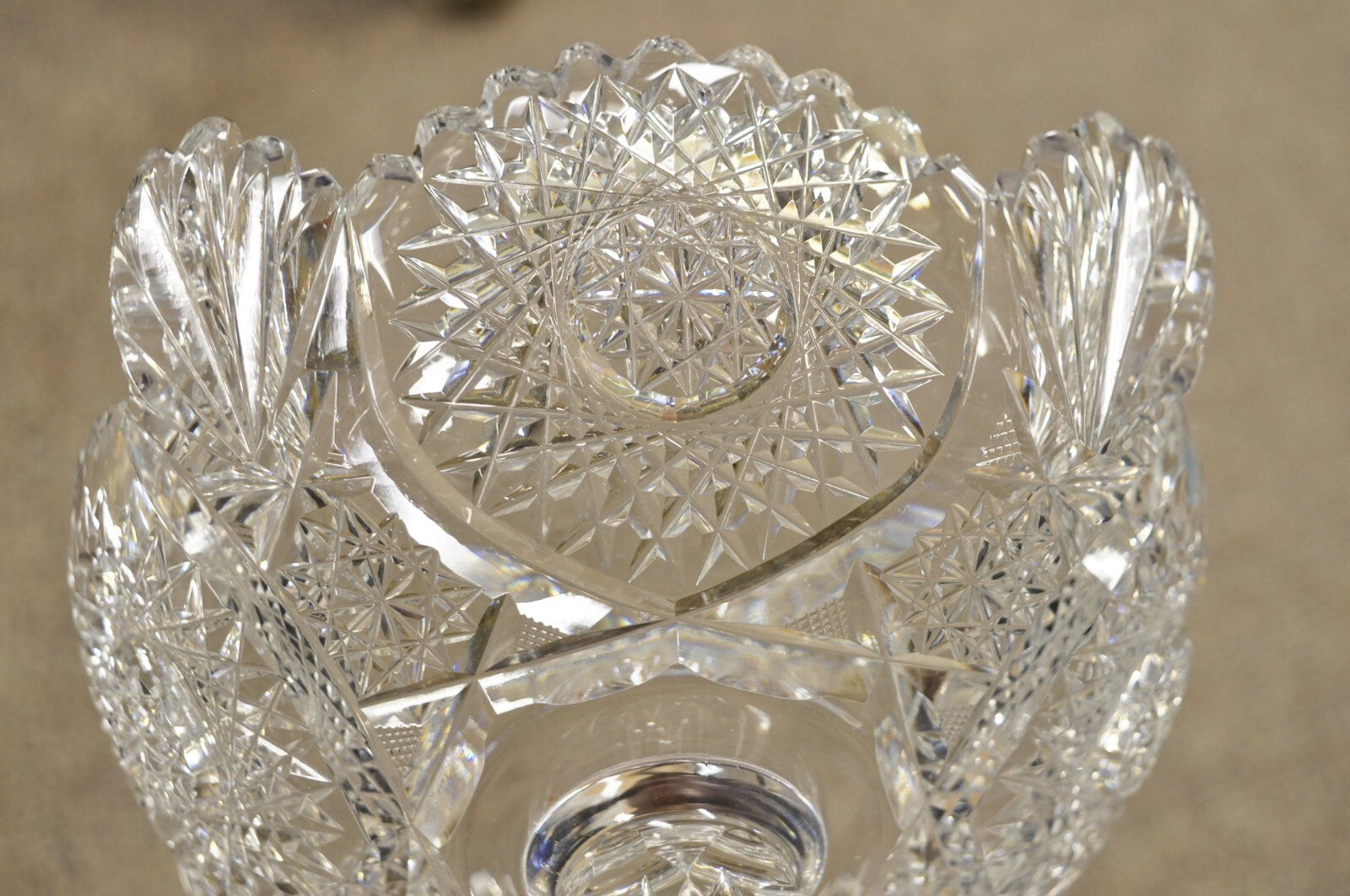 Antique Brilliant Cut Crystal Glass Candy Compote Pedestal Nut Dish - a Pair