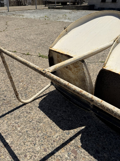 Vintage Art Deco Steel Metal Clam Shell Double Seat Porch Patio Loveseat - Pair