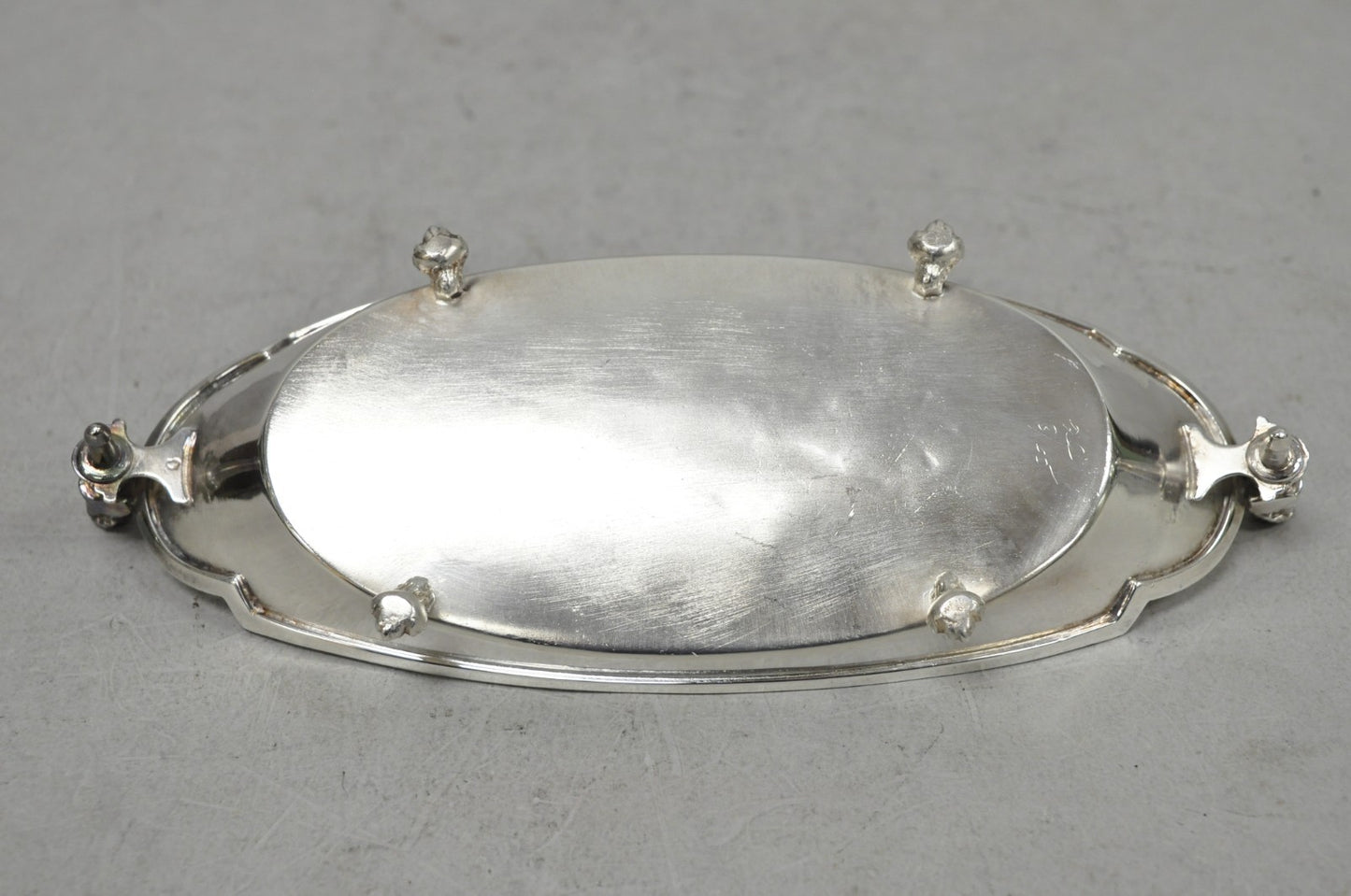 Antique French Renaissance Small Silver Plated Figural Twin Handle Trinket Dish