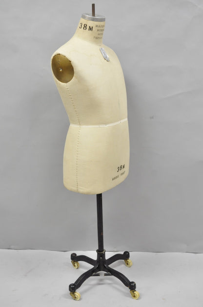 Vintage Modern Model Forms Dress Form Model 1987 Sz 38M on Cast Iron Base Stand