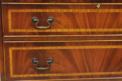 Vintage English Edwardian Style Mahogany Pinwheel Inlay 3 Drawer Dresser Chest