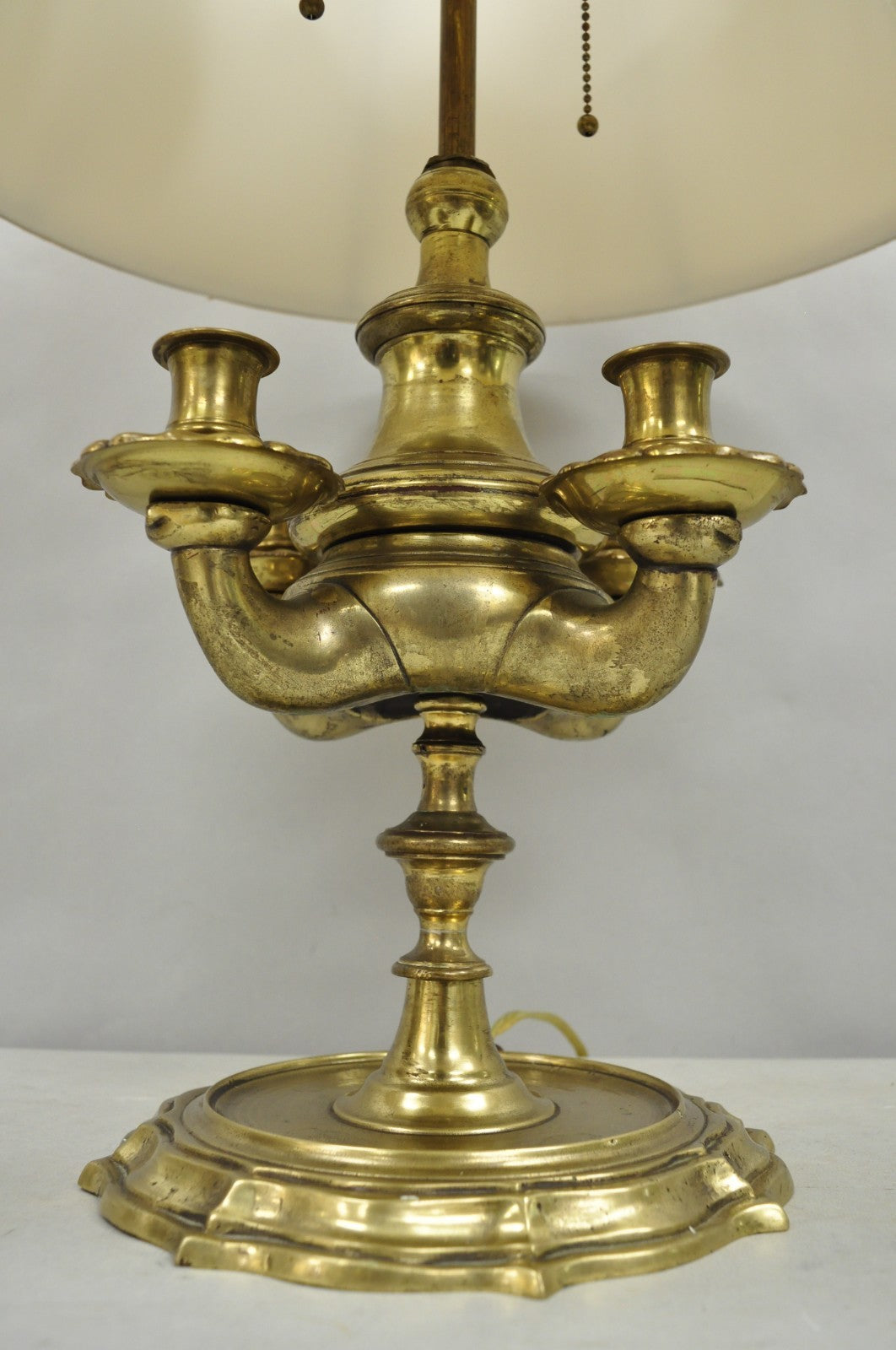 Vintage Middle Eastern Brass Genie Oil Lamp Candelabra Table Lamp w/ Shade
