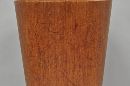 Vintage Mid Century Danish Modern Teak Wood Modernist Wastebasket Trash Can