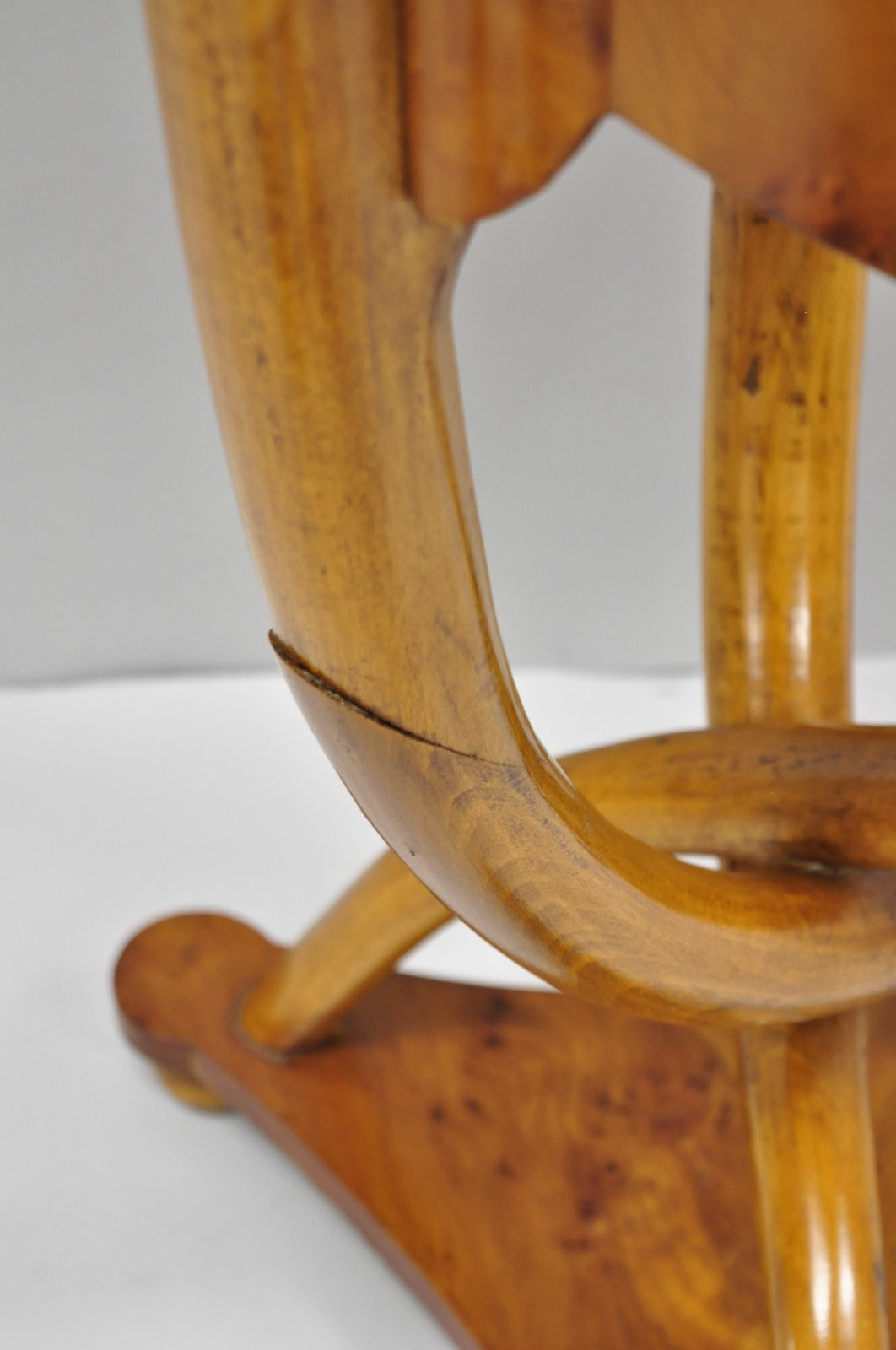 Vintage Art Deco Style Burr Walnut Curved Leg Pedestal One Drawer Side Table