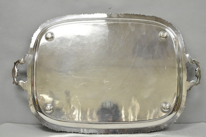 Antique Barker Ellis Victorian Silver Plated Serving Platter Bar Tray Engraved