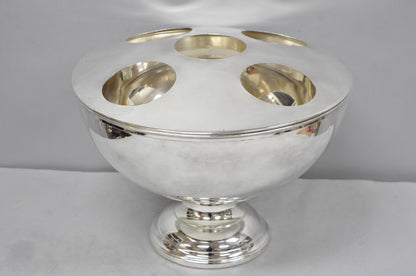 Vintage Modern Pedestal Base Silver Plated 5 Bottle Champagne Chiller Ice Bucket
