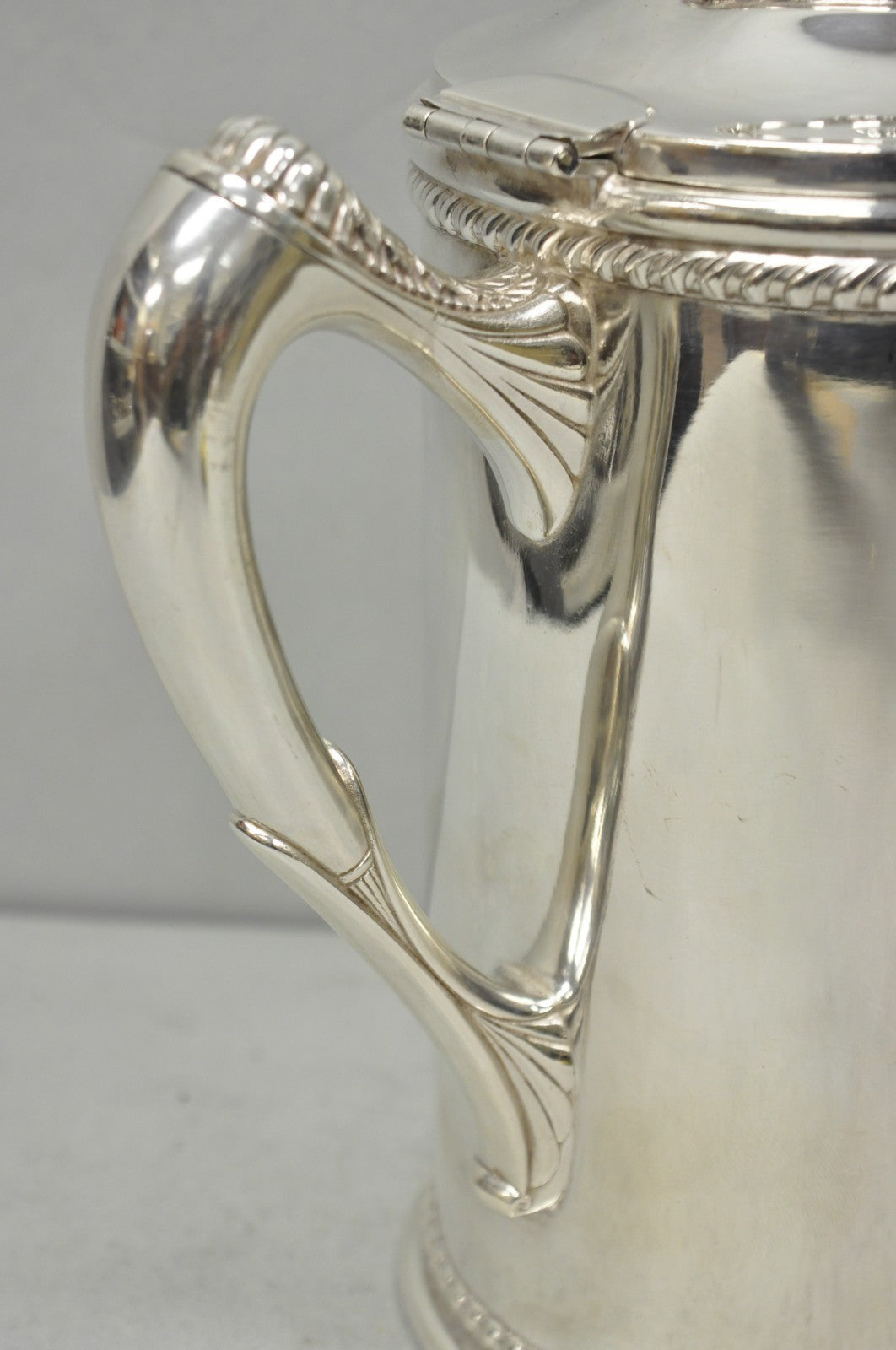 Antique English Victorian Silver Plated Enamel Line Large Beverage Water Pitcher