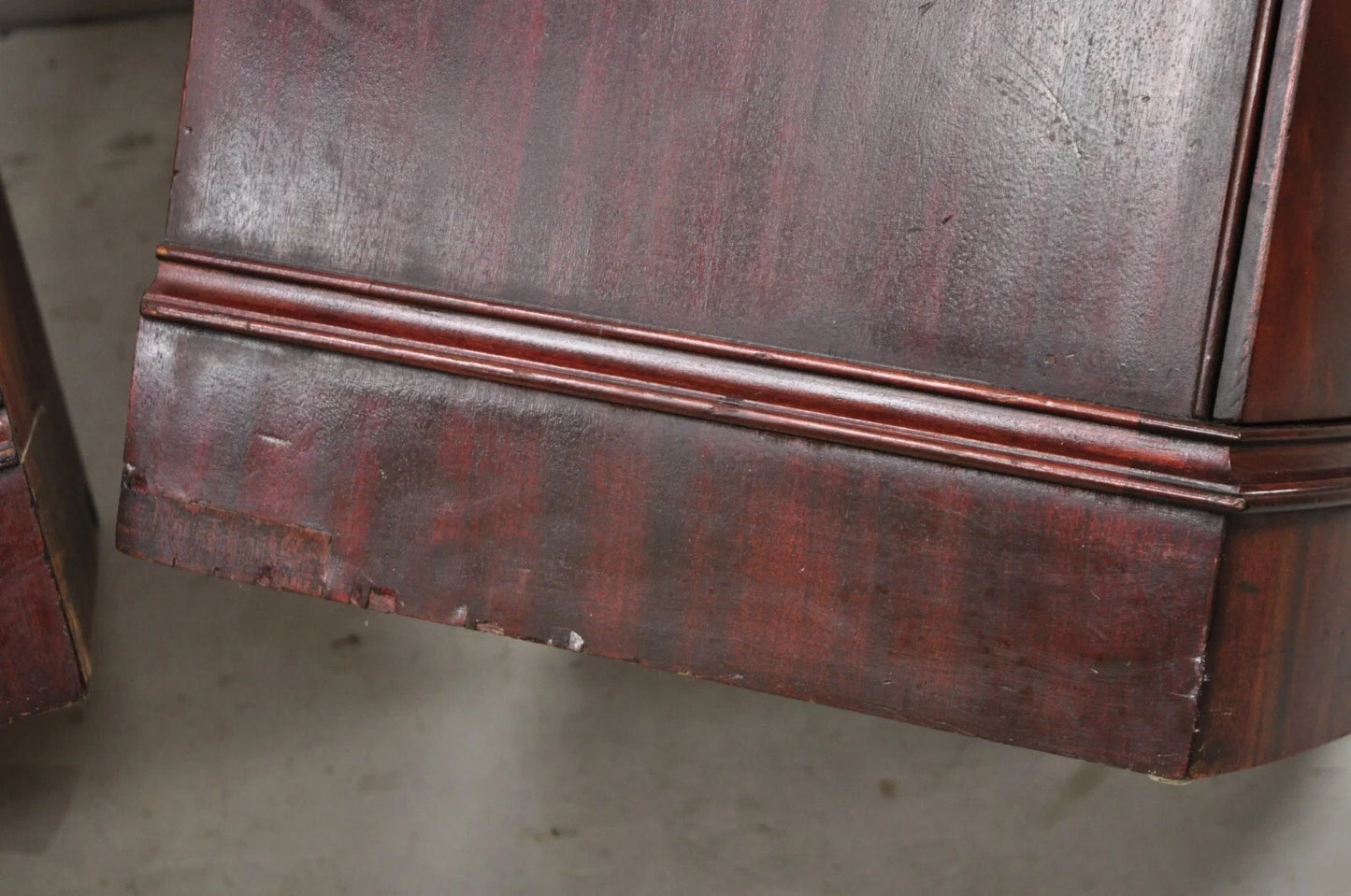 Vintage Chinese Chippendale Mahogany 2 Drawer Nightstands Bedside Tables - Pair