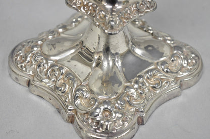Antique Victorian Silver Plated Glass Hurricane Lamp Shade Candlestick - Pair