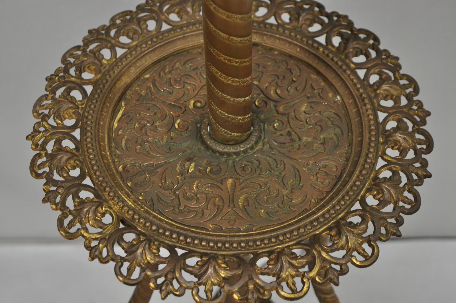 Antique Victorian Ornate Brass Converted Oil Lamp Piano Parlor Table Floor Lamp